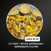 imagem Combo Na Caixa 30 cm Acompanha 3 x tudo mas batata australiana e refrigerante 1,5 litros Grátis 
