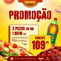 imagem Promoção 3 - 2 pizzas fam 35 cm + 1 pizza doce 25 cm + 1 refri 1,5 l